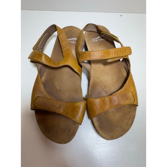 Dansko Women’s Leather Sandals Sz 38 (7.5-8 US) Brown Slingback Open Toe Boho - Picture 1 of 7